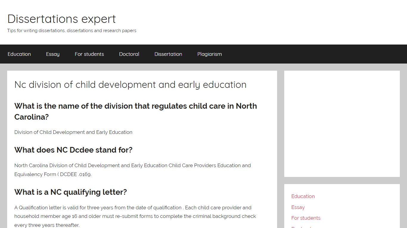 Nc division of child development and early education