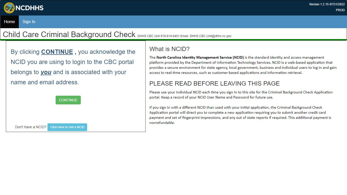 - Criminal Record Check - NC